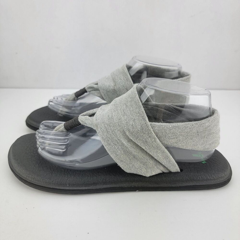 Sanuk Womens Size 10 Gray Fabric Slingback Comfort Yoga Sandals